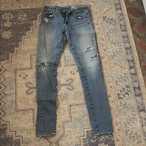 AG Adriano Goldschmied Distressed Gray Skinny Jeans